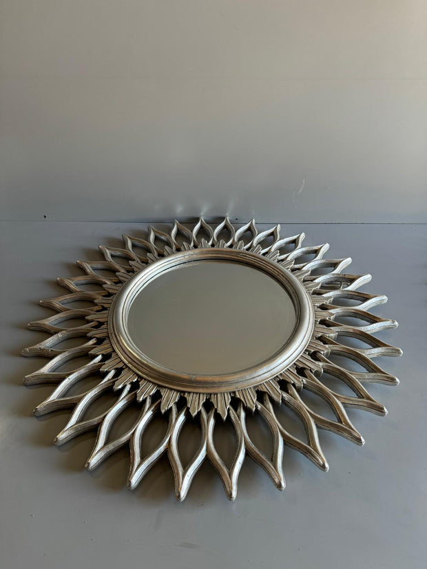 Specchio in legno foglia argento