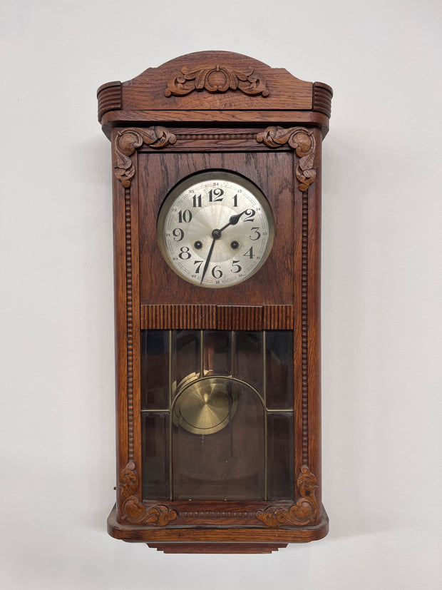 Orologio da muro francese in legno di rovere stile vintage