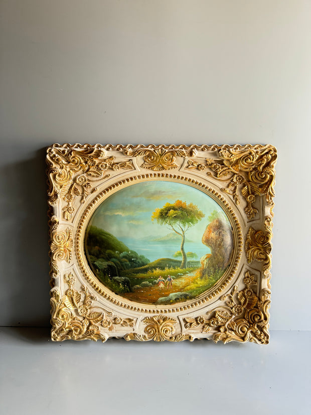 Quadro con paesaggio naturalistico e cornice dorata in stile classico e shabby chic – Mobilia60