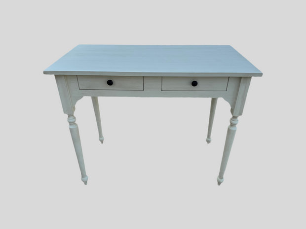 Scrittoio Provenzale bianco con 2 cassetti, vista frontale